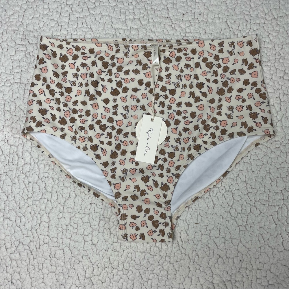 Rylee + Cru High Waisted Bikini Bottom Natural Flowers Medium - Picture 3 of 3